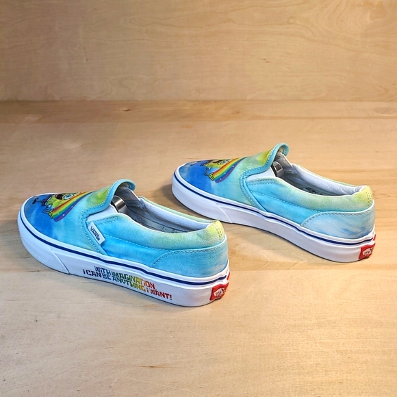 Vans Authentic X SpongeBob Blue Green Canvas Rainbow Kids Shoes - Picture 6 of 10